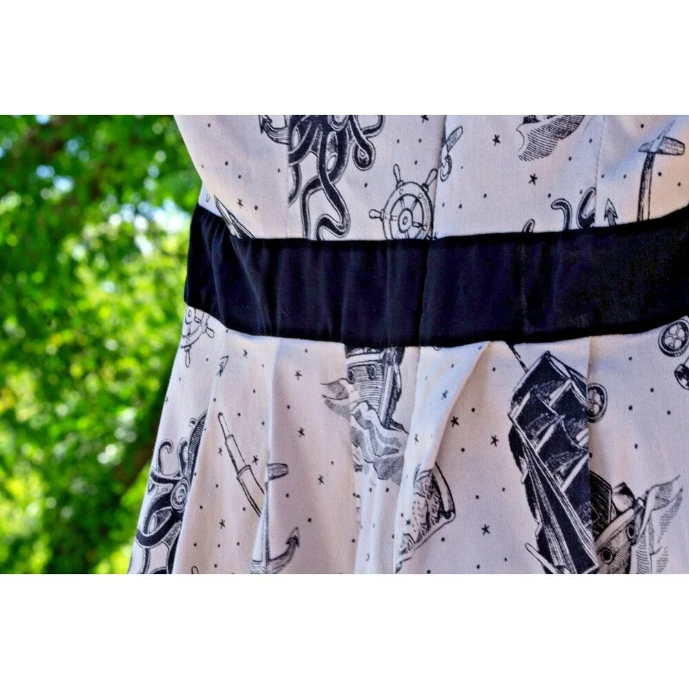 Sourpuss Cream Kraken’s Revenge Lizzie Dress Retired Rockabilly Pinup Style | XS - Picture 10 of 16
